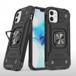 Wholesale Cube Style Armor Case with Rotating Ring Holder, Kickstand and Magnetic Car Mount Plate for iPhone 12 Pro Max 6.7 (Black)